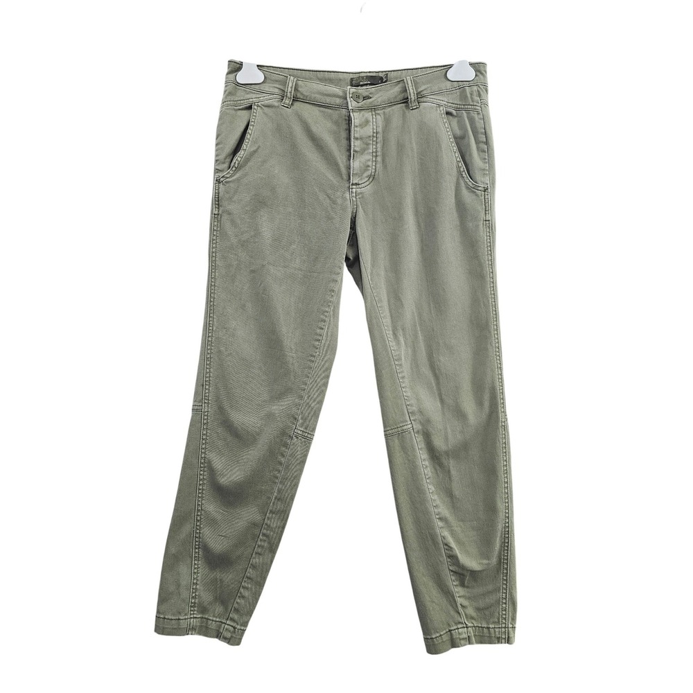 prAna Pants Women Size 4 Olive Green Solid Organic Cotton Stretch Utility Hiking
